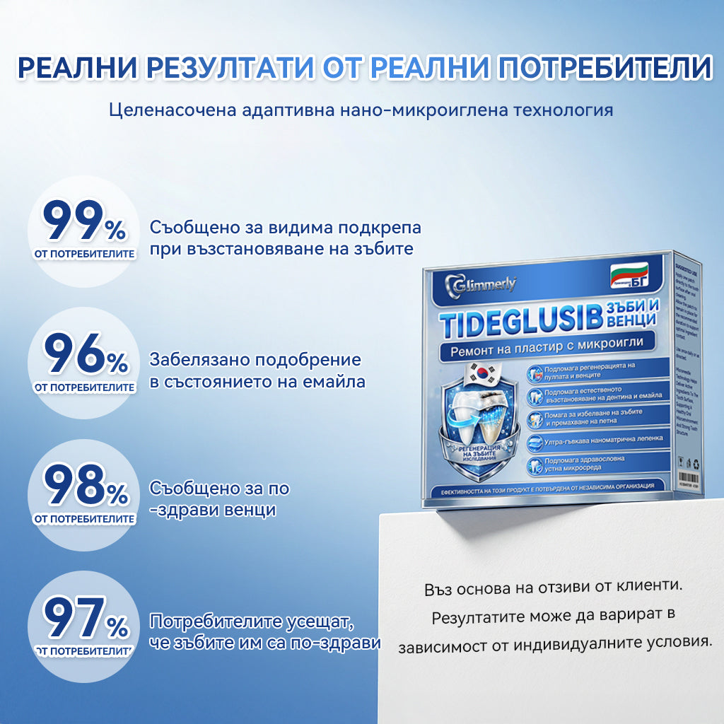 🦷𝑮𝒍𝒊𝒎𝒎𝒆𝒓𝒍𝒚® 𝑻𝑰𝑫𝑬𝑮𝑳𝑼𝑺𝑰𝑩 𝑻𝑰𝑫𝑬𝑮𝑳𝑼𝑺𝑰𝑩 ЗЪБИИ ВЕНЦИ Ремонт на пластир с микроигли | 👩‍⚕️( Възстановяване на емайла и дентина • Укрепване на венците • Премахване на зъбен камък и лош дъх • Прекратяване на чувствителността на зъбите)3.0❤️