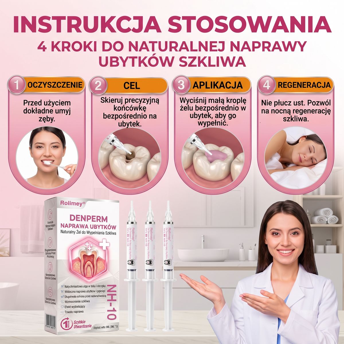 Rolimey® DenPerm – Naturalny żel wypełniający szkliwo do leczenia ubytków próchnicowych🧋